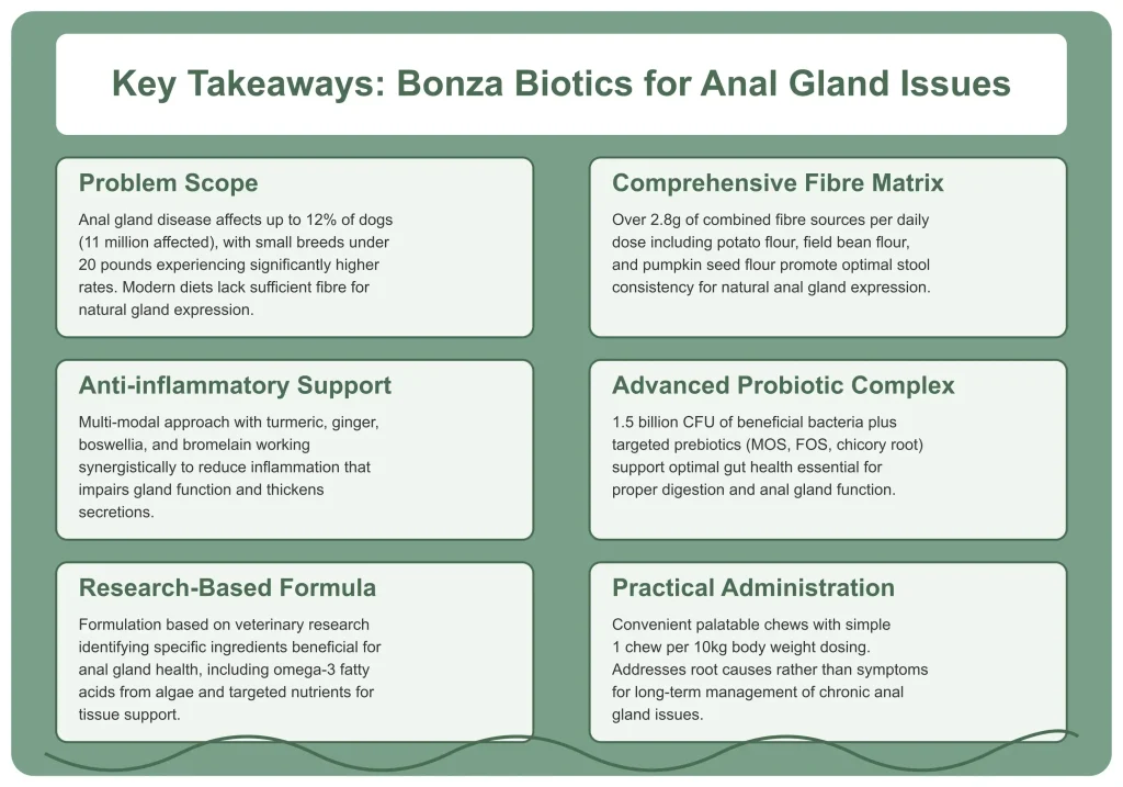 Bonza Biotics Anal Gland Supplement - Effective Support for Anal Gland Issues Key Takeaways