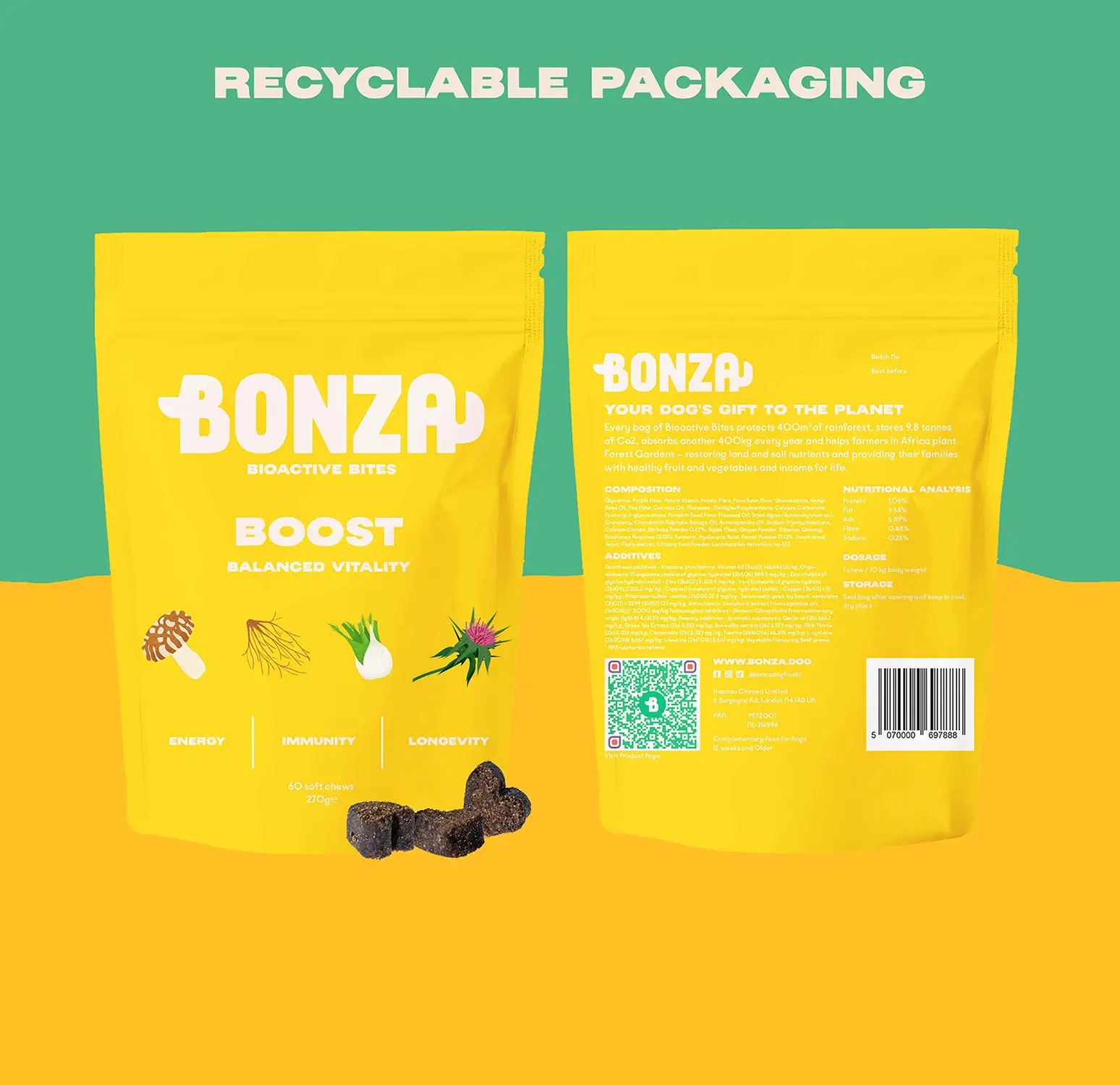 Bonza Boost Suplementos vitamínicos y minerales para la salud de los perros